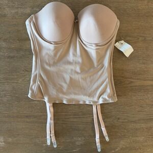 NEW Va Bien Low Back Removable Strap Corset Shapewear-Suspenders-Beige-US 34C